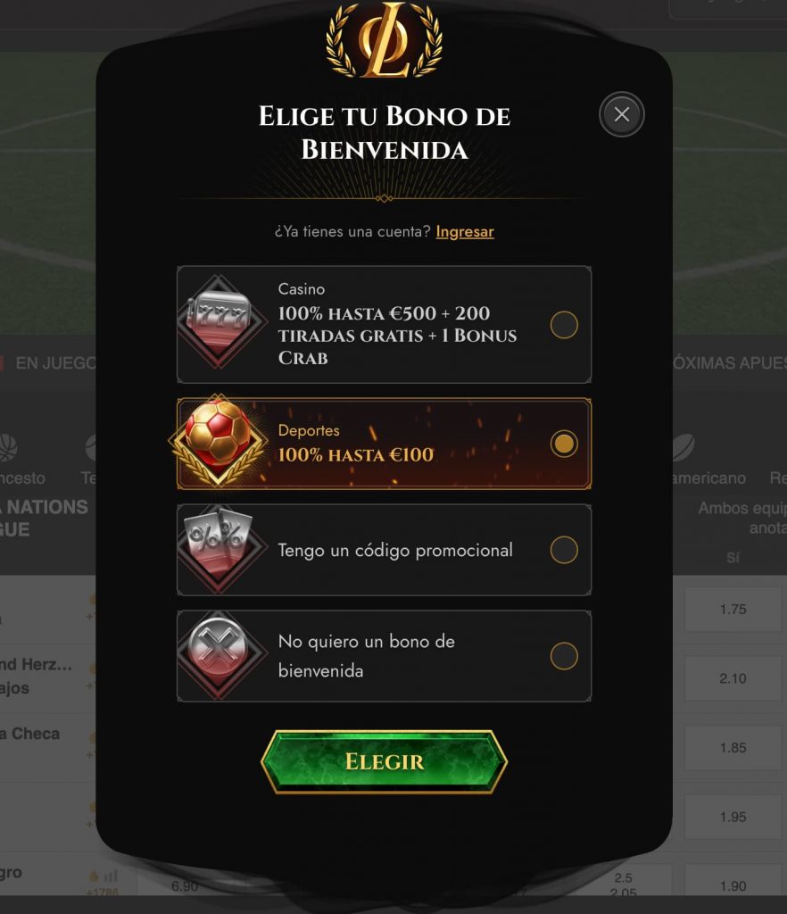 Captura de pantalla de la interfaz de Legiano